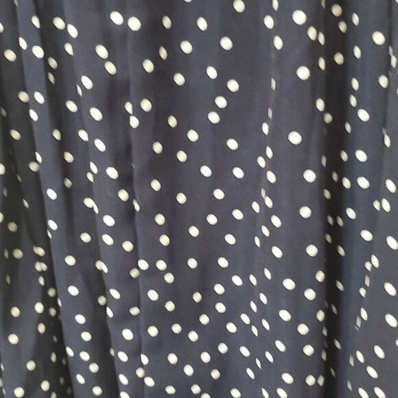 Navy spaghetti strap dress with white polka dots, Searsucker Gathered,size Lg. - Picture 8 of 8